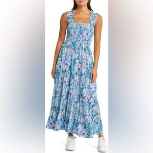 Blue Patterned Women's Dressed in Lala Dress